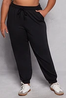 Womens Plus High Waisted Drawstring Joggers, 3X