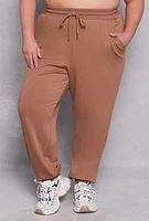 Womens Plus High Waisted Drawstring Joggers,