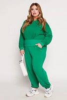 Womens Plus Size High Waisted Drawstring Joggers, Green, Size 3X