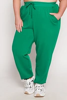 Womens Plus Size High Waisted Drawstring Joggers, Green, Size 3X