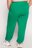 Womens Plus Size High Waisted Drawstring Joggers, Green, Size 3X