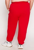 Womens Plus Size High Waisted Drawstring Joggers, Red, Size 2X