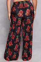 Womens Plus Size Almost Famous Plisse Patterned Palazzo Pants, Multi, Size 3X