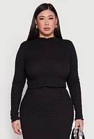Womens Plus Almost Famous Textured Knit Funnel Neck Top, 2X