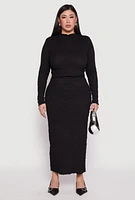 Womens Plus Almost Famous Textured Knit Funnel Neck Top, 2X