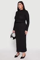 Womens Plus Almost Famous Textured Knit Funnel Neck Top, 2X
