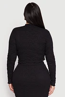 Womens Plus Almost Famous Textured Knit Funnel Neck Top, 2X