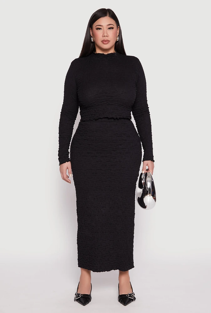 Womens Plus Almost Famous Textured Knit Maxi Skirt,
