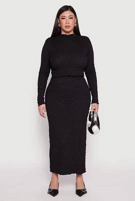 Womens Plus Almost Famous Textured Knit Maxi Skirt,