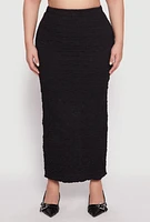 Womens Plus Size Almost Famous Textured Knit Maxi Skirt, Black, Size 3X