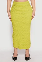 Womens Plus Size Almost Famous Textured Knit Maxi Skirt, Green, Size 1X