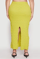 Womens Plus Size Almost Famous Textured Knit Maxi Skirt, Green, Size 1X