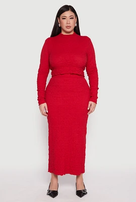 Womens Plus Size Almost Famous Textured Knit Maxi Skirt, Red, Size 1X