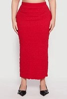 Womens Plus Size Almost Famous Textured Knit Maxi Skirt, Red, Size 3X