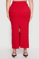 Womens Plus Size Almost Famous Textured Knit Maxi Skirt, Red, Size 3X