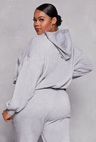 Womens Plus Size Almost Famous Rhinestone Hooded Sweatshirt, Grey, Size 1X