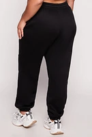 Womens Plus Size Almost Famous Rhinestone Sweatpants, Black, Size 3X