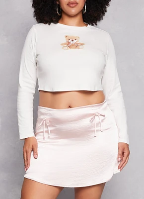 Womens Plus Size Almost Famous Long Sleeve Graphic Tee, White, Size 2X
