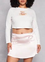 Womens Plus Size Almost Famous Long Sleeve Graphic Tee, White, Size 2X
