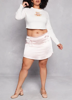 Womens Plus Size Almost Famous Tie Detail Mini Skirt, White, Size 2X