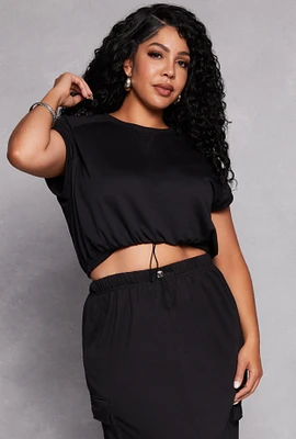 Womens Plus Almost Famous Cap Sleeve Sweatshirt,