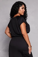 Womens Plus Size Almost Famous Cap Sleeve Sweatshirt, Black, Size 3X