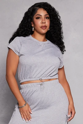 Womens Plus Size Almost Famous Cap Sleeve Sweatshirt, Grey, Size 2X