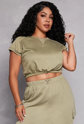 Womens Plus Size Almost Famous Cap Sleeve Sweatshirt, Green, Size 2X