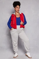 Womens Plus Size Almost Famous Zip Front Hooded Puffer Vest, Red, Size 3X