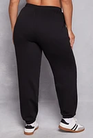 Womens Plus Size Almost Famous Fleece High Waist Sweatpants, Black, Size 3X