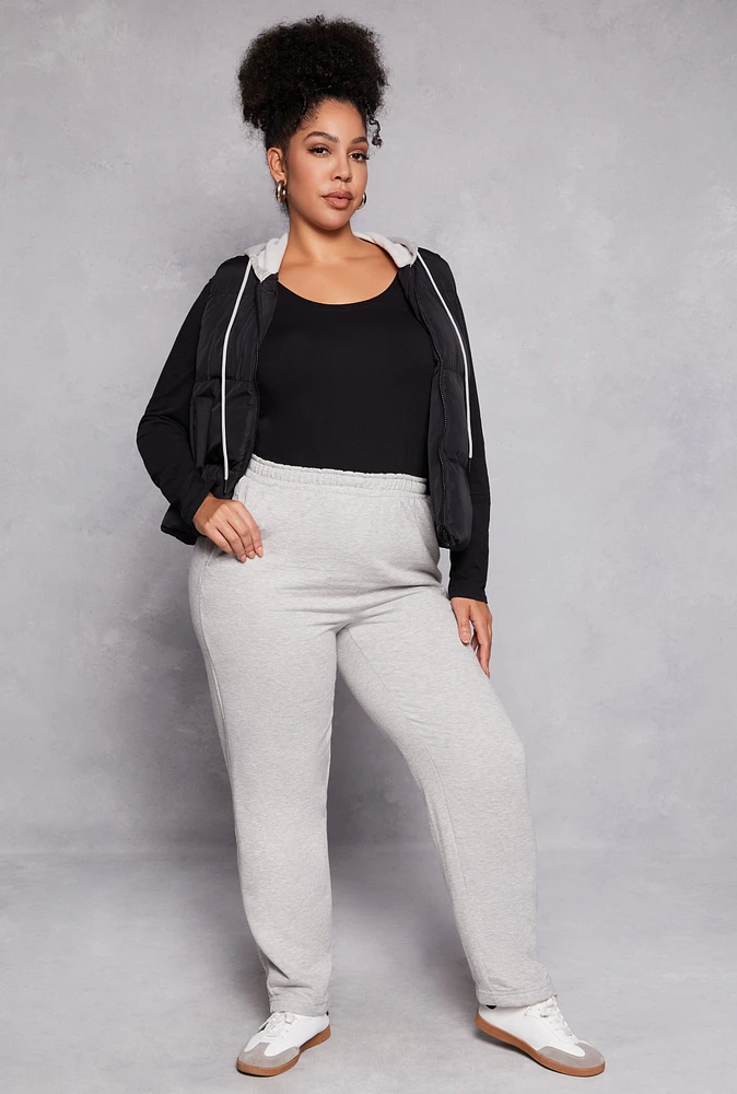 Womens Plus Size Almost Famous High Waist Sweatpants, Grey, Size 1X