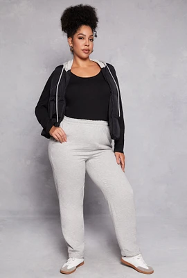 Womens Plus Size Almost Famous High Waist Sweatpants, Grey, Size 1X