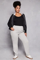Womens Plus Size Almost Famous High Waist Sweatpants, Grey, Size 1X