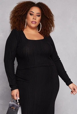 Womens Plus Almost Famous Ribbed Knit Crop Top, 1X