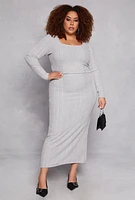 Womens Plus Size Almost Famous Ribbed Knit Crop Top, Grey, Size 1X