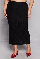 Womens Plus Almost Famous Ribbed Knit Maxi Skirt,