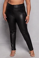 Womens Plus Faux Leather High Waist Pants, 3X