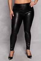 Womens Plus Size Faux Leather Leggings, Black, Size 3X