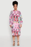 Womens Plus Size Graffiti Print Shirt Dress, Multi, Size 1X