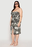 Womens Plus Size Zip Front Cargo Tube Dress, Green, Size 2X