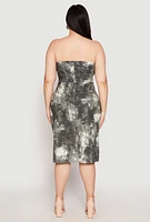 Womens Plus Size Zip Front Cargo Tube Dress, Green, Size 2X