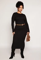 Womens Plus Daisy Long Sleeve Maxi Dress,