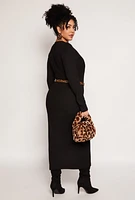 Womens Plus Daisy Long Sleeve Maxi Dress,