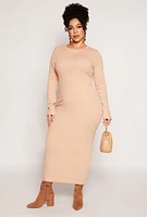 Womens Plus Daisy Long Sleeve Maxi Dress,