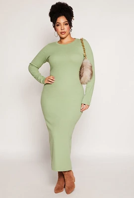 Womens Plus Daisy Long Sleeve Maxi Dress, 1X