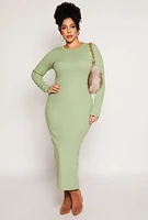 Womens Plus Daisy Long Sleeve Maxi Dress, 1X
