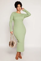 Womens Plus Daisy Long Sleeve Maxi Dress, 1X