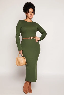 Womens Plus Daisy Long Sleeve Maxi Dress,