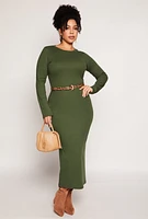 Womens Plus Daisy Long Sleeve Maxi Dress,