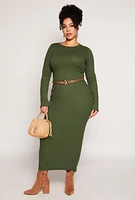 Womens Plus Daisy Long Sleeve Maxi Dress,